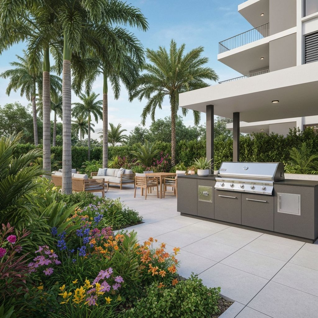 Outdoor BBQ and communal entertaining area